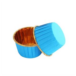 Baking cups - γαλάζια - χρυσό εσωτερικό - 50τμχ