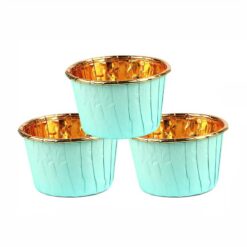 Baking cups - μέντα - χρυσό εσωτερικό - 50τμχ