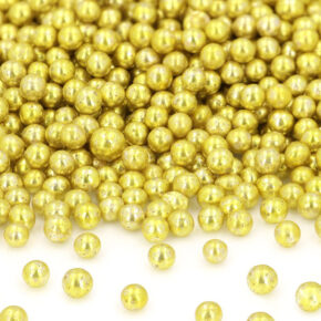Ζαχαρωτές πέρλες 5mm - χρυσές - 80gr
