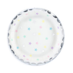 Πιάτα χάρτινα - λευκά με αστέρια - 18cm - 6τμχ
